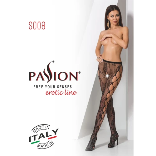 Passion S008 red - Еротичні колготки-бодістокінг