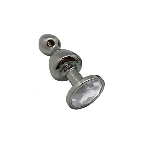 Wooomy Lollypop Double Ball Metal Plug S - Анальная пробка с камнем