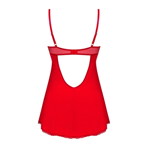 Obsessive Ingridia chemise & thong XL/2XL - Червоний пеньюар