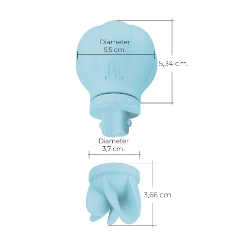 На фото зображено блакитний вібратор Adrien Lastic Caress Blue із насадками для стимуляції ерогенних зон для жінок на білому тлі.