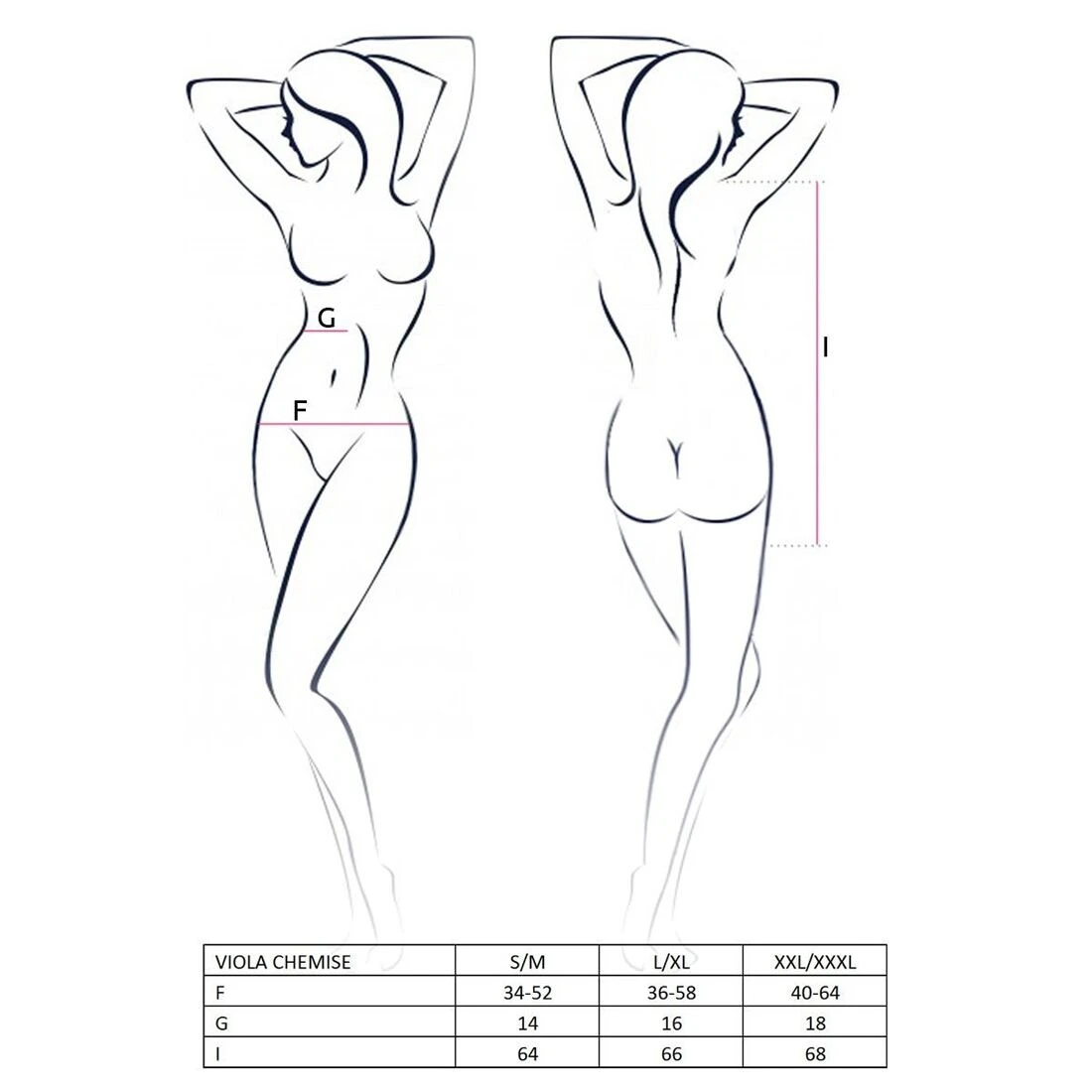 VIOLA CHEMISE black L/XL -Сорочка-пеньюар со шнуровкой