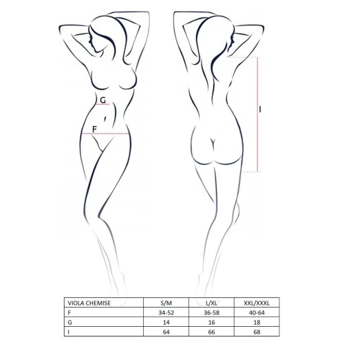 VIOLA CHEMISE black L/XL -Сорочка-пеньюар со шнуровкой