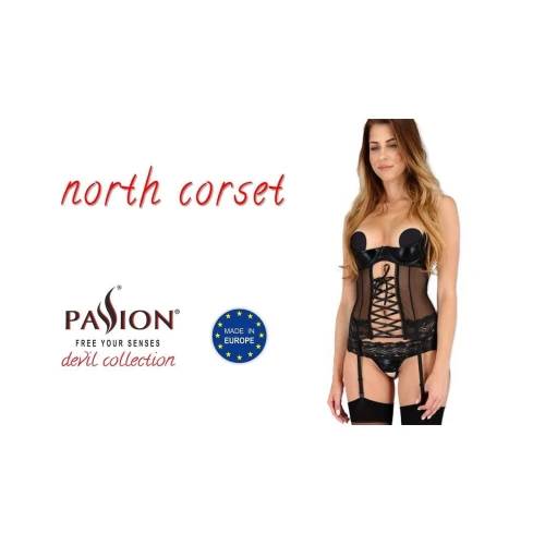 NORTH CORSET black L/XL - Еротичний корсет з відкритими грудьми