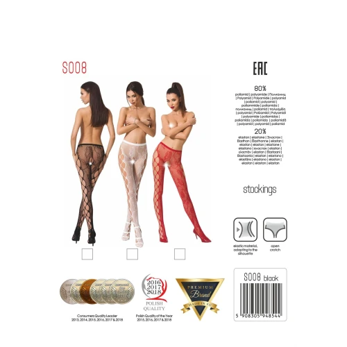 Passion S008 white - Еротичні колготки-бодістокінг