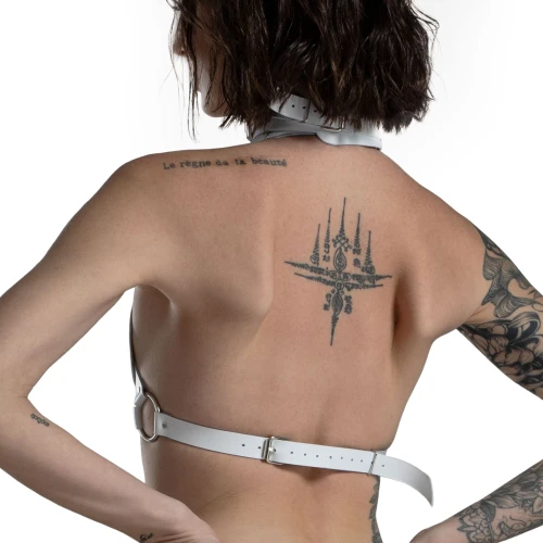 Feral Feelings - Hearts Bra White - Ліф Серце з натуральної шкіри