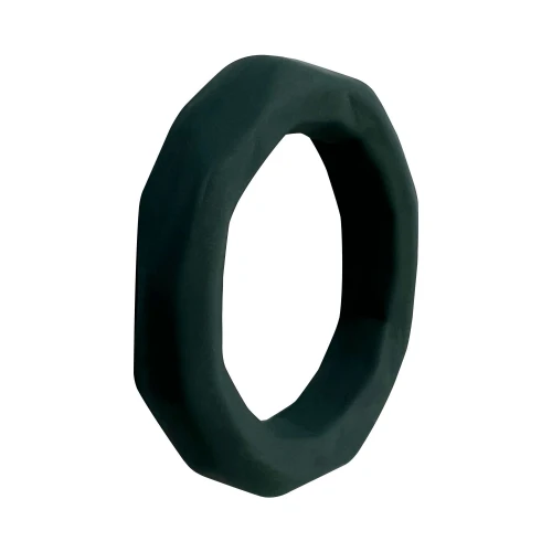 На фото изображено черное эрекционное кольцо Alive Stellar для мужчин на белом фоне