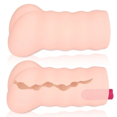 На фото зображено бежевий мастурбатор-попка Kokos Tong-ggo Vibe для чоловіків на світлому фоні.