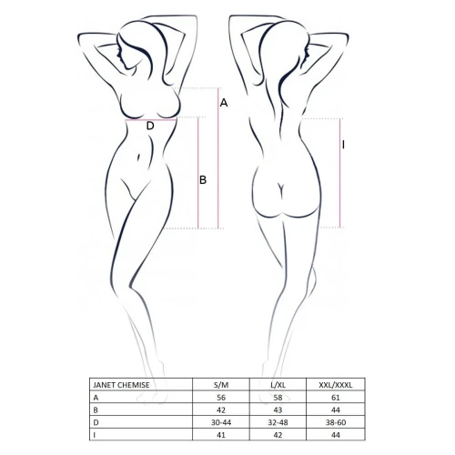 JANET CHEMISE white XXL/XXXL - Прозрачная эротическая сорочка