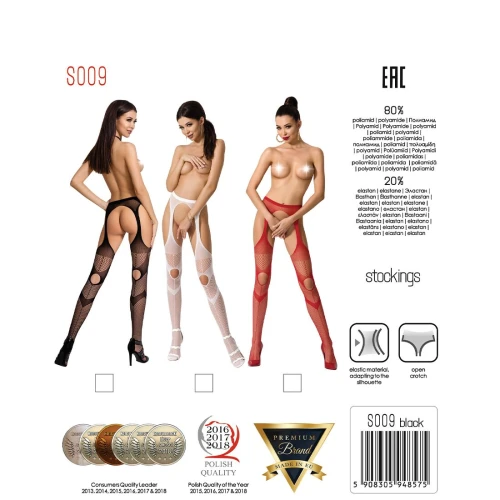 Passion S009 black - Эротические колготки-бодистокинг 