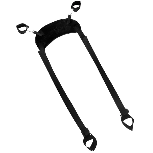 На фото зображено чорний набір для фіксації BDSM Bondage Fetish Girl Simple для жінок на білому тлі