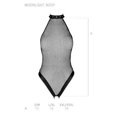 Passion MOONLIGHT BODY black L/XL - Боди в прозрачную сетку