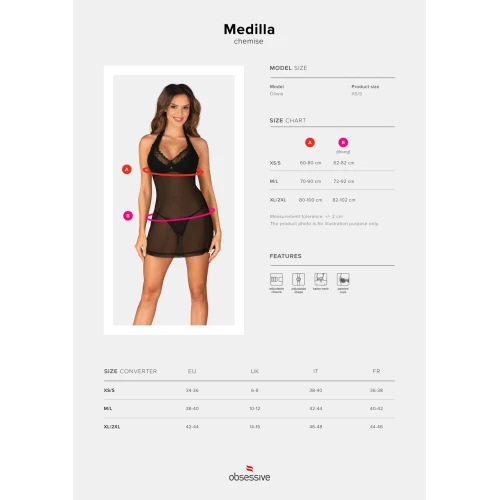 Obsessive Medilla chemise & thong M/L - Еротичний пеньюар на подарунок