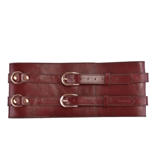 На фото изображен коричневый пояс для бандажа Liebe Seele Wine Red Waist Cuff (М) унисекс на белом фоне 