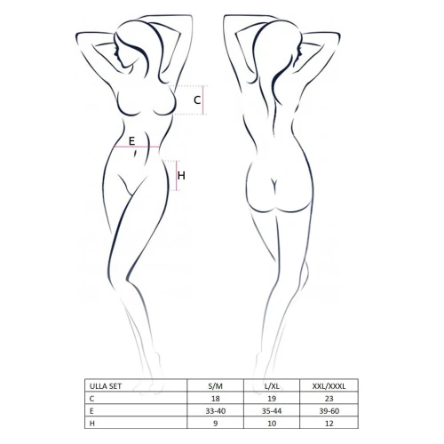 ULLA SET black S/M - Нежный набор белья с полупрозрачным лифом