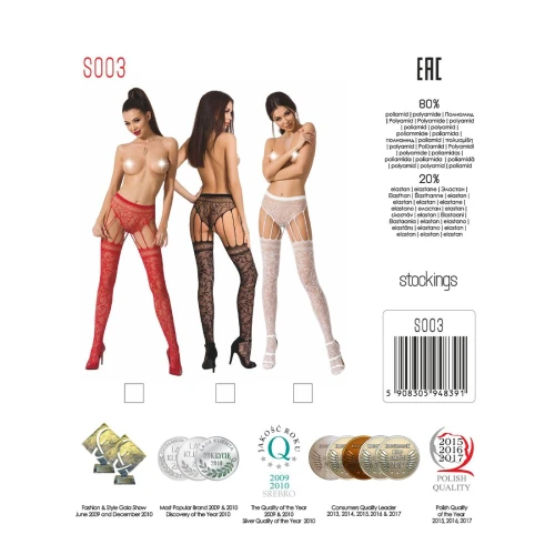 Passion S003 red - Эротические колготки-бодистокинг