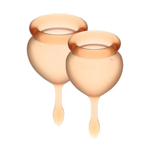 Satisfyer Feel Good (orange) - Набор менструальных чаш с длинным удобным хвостиком