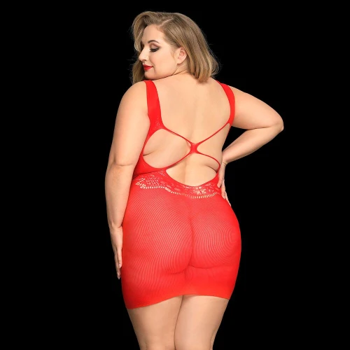 JSY P91166 Plus Size - Красный бодистокинг 