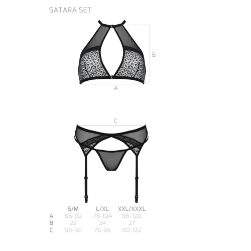 Passion SATARA SET black L/XL - Чорний еротичний комплект