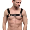 Feral Feelings - Bulldog Harness Black - Мужская портупея на грудь из натуральной кожи 