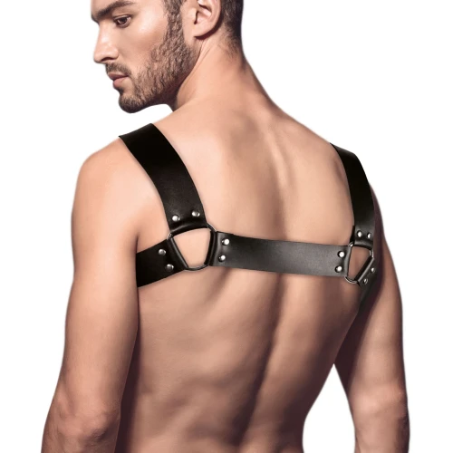 Feral Feelings - Bulldog Harness Black - Чоловіча портупея на груди з натуральної шкіри