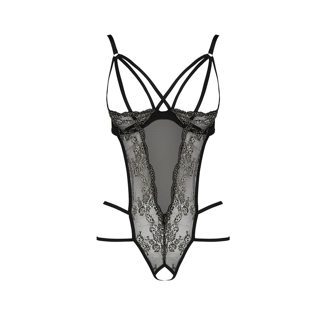 Боди монокини с открытой грудью VALERY BODY black S/M - Passion Exclusive