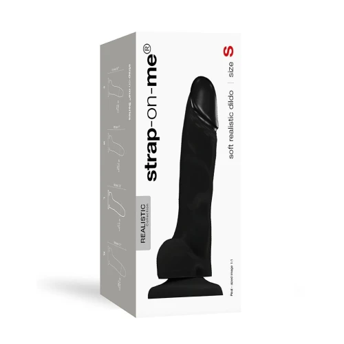 На фото зображено чорний реалістичний фалоімітатор Strap-On-Me SOFT REALISTIC DILDO Black для пар на світлому фоні