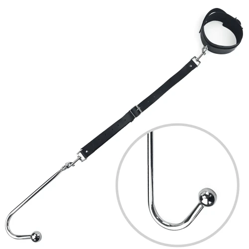 Art of Sex - Anal hook - Анальний гачок 2 з нашийником з натуральної шкіри