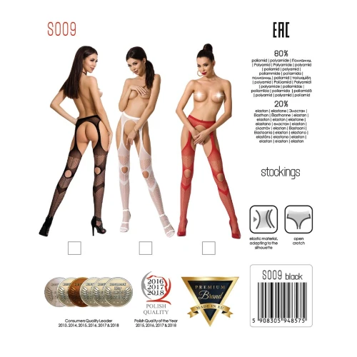 Passion S009 white - Еротичні колготки-бодістокінг