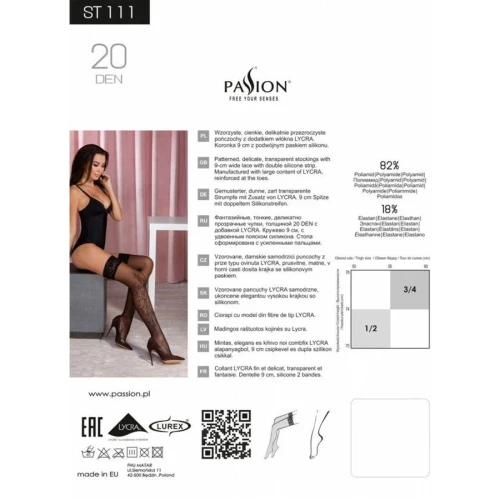 Pasion ST111 nero 3/4 (20 den) - Чорні панчохи