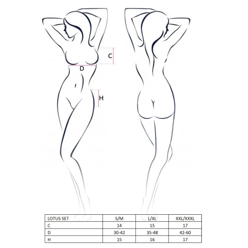 LOTUS SET cream XXL/XXXL - Набор нижнего белья (стринги, лиф, юбка-пояс для чулок)