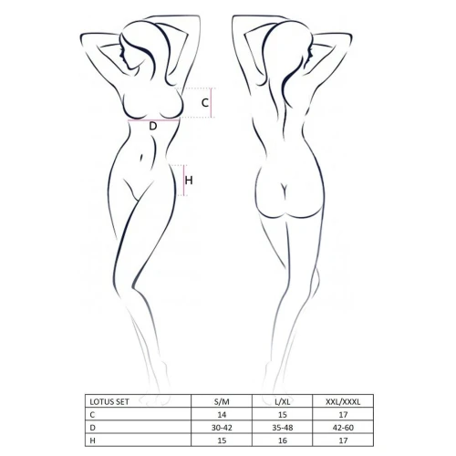 LOTUS SET cream XXL/XXXL - Набор нижнего белья (стринги, лиф, юбка-пояс для чулок)