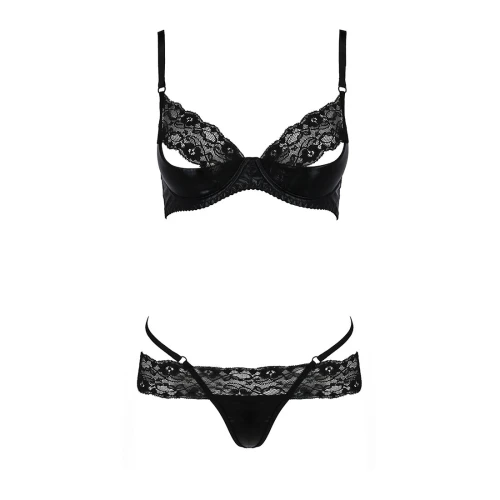 NORTH SET black S/M - Комплект белья с элементами под латекс