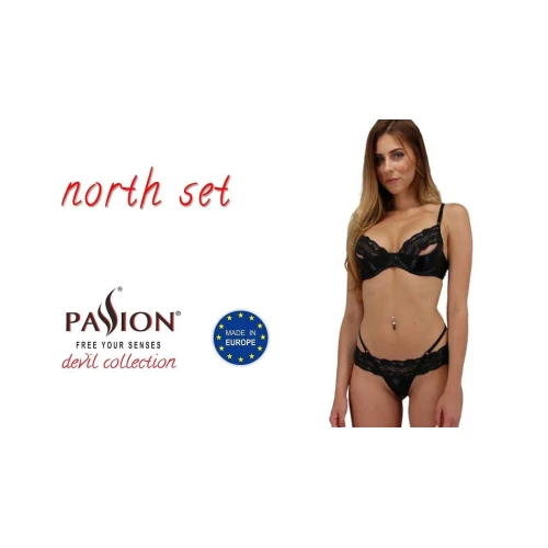 NORTH SET black S/M - Комплект белья с элементами под латекс