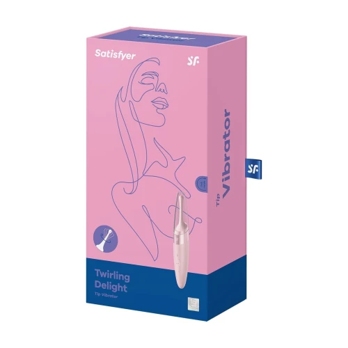 На фото изображен розовый вибратор для клитора Satisfyer Twirling Delight (Rose) для женщин на белом фоне.