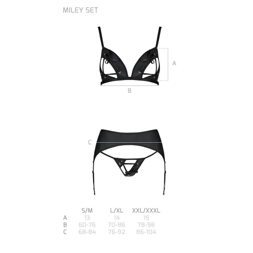 Passion Miley Set black XXL/XXXL - Комплект з еко-шкіри