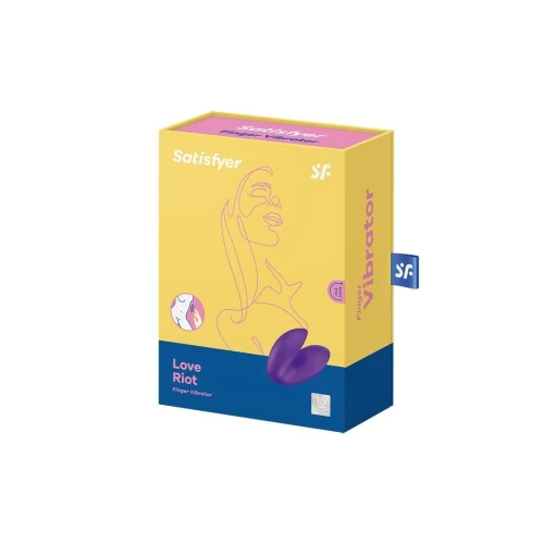 На фото изображен фиолетовый вибратор на палец Satisfyer Love Riot для пар на белом фоне