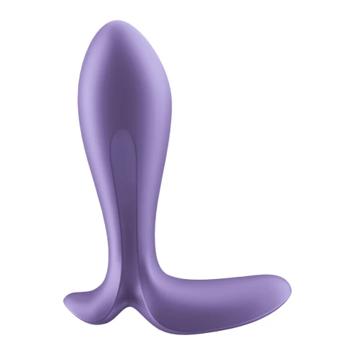 На фото зображено фіолетовий анальний затор смарт Satisfyer Intensity Plug Purple унісекс на білому тлі