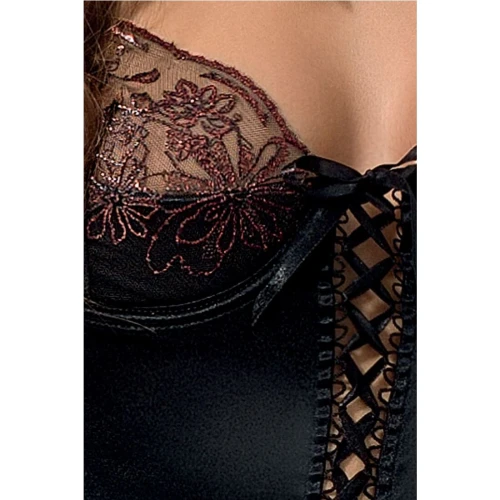 BRIDA CORSET black L/XL - Эротический корсет с пажами 