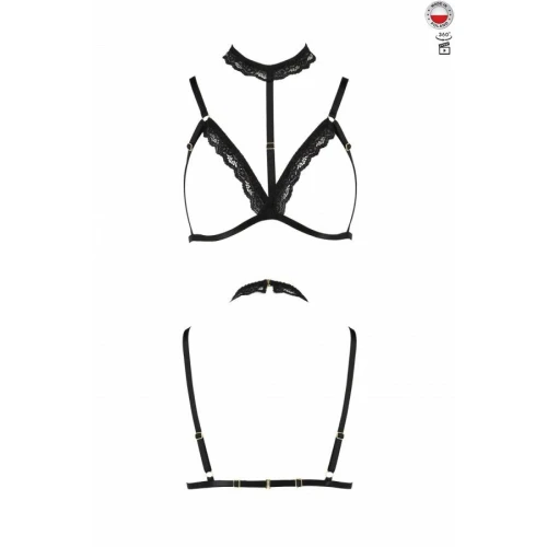 Бюстгальтер-стрепы с чокером SHELLY BRA black L/XL - Passion Exclusive