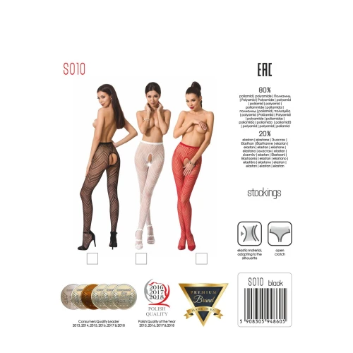 Passion S010 red - Еротичні колготки-бодістокінг