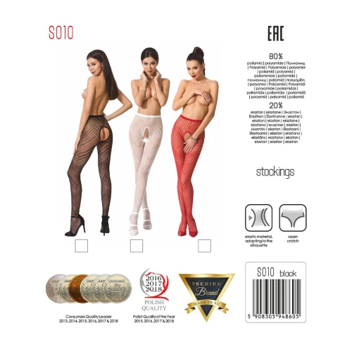 Passion S010 red - Еротичні колготки-бодістокінг