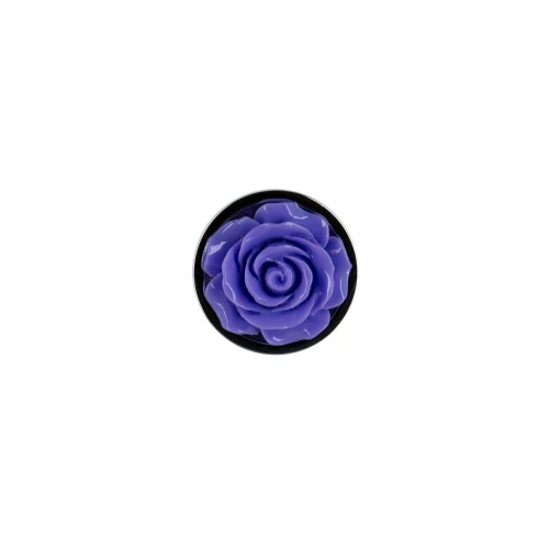 На фото изображена анальная пробка с фиолетовым цветком Rose Anal Plug – Purple унисекс на светлом фоне