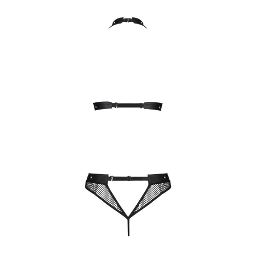 Passion MOONLIGHT SET black S/M - Напівпрозорий комплект у сітку