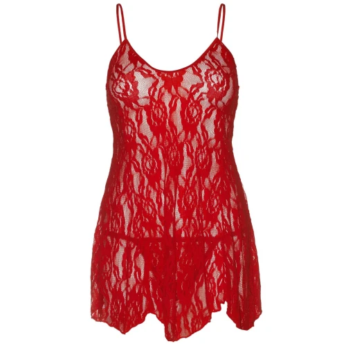 Leg Avenue Rose Lace Flair Chemise Red Plus Size - Шикарный пеньюар 