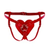 Feral Feelings Hearts Strap-on Belt Red - Трусики Серце для страпону з натуральної шкіри