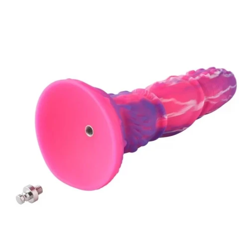 На фото зображено силіконове фіолетово-рожеве дилдо на присосці Hismith Silicone Tentacle Dildo Monster Series для жінок на білому тлі.
