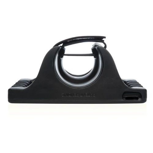 На фото зображено чорне кріплення для IPad Fleshlight LaunchPad для перегляду відео з мастурбатором Флешлайт для чоловіків на світлому фоні