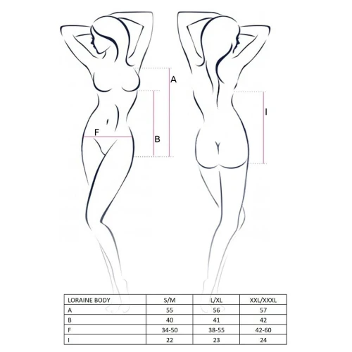 LORAINE BODY red L/XL - Эротическое боди с полупрозрачными элементами