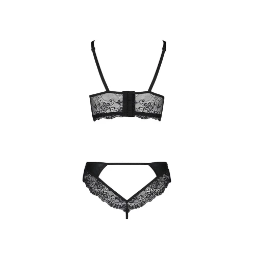 Passion Loona Set black L/XL - Комплект из эко-кожи с кружевом