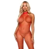 Leg Avenue Racer neck bodystocking Red - Бодістокінг у сітку